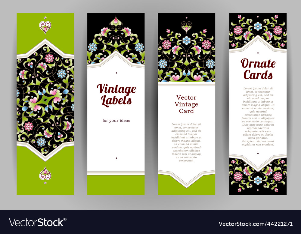 Set of ornate cards in eastern style Royalty Free Vector