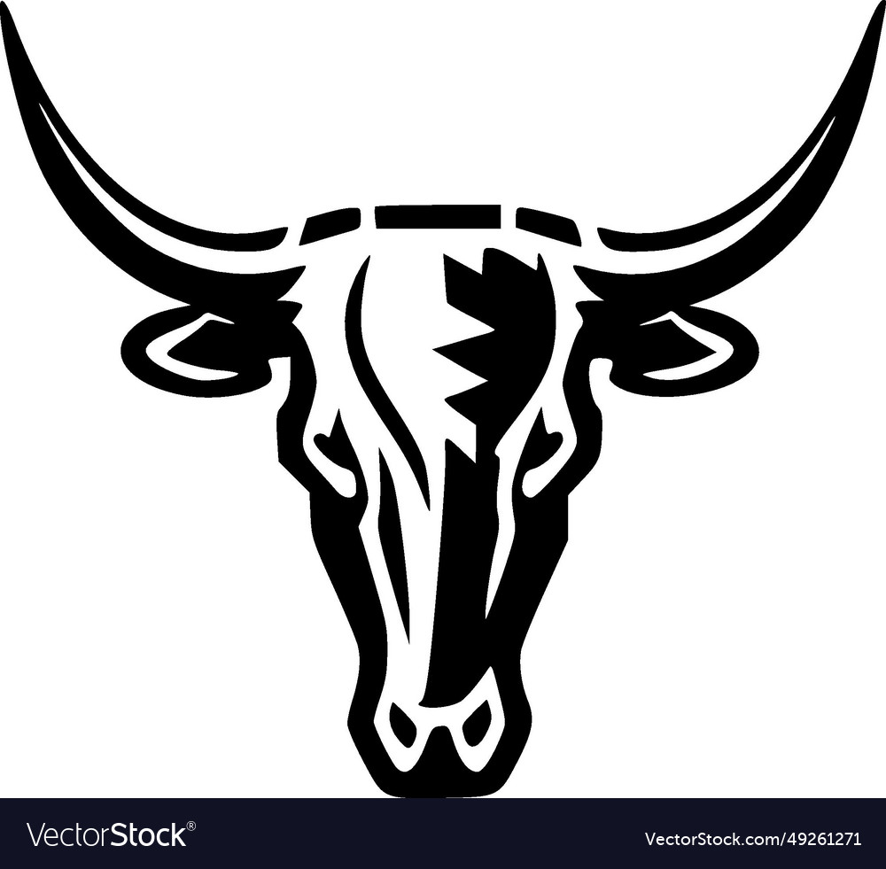 Texas longhorn head - black and white isolated Vector Image