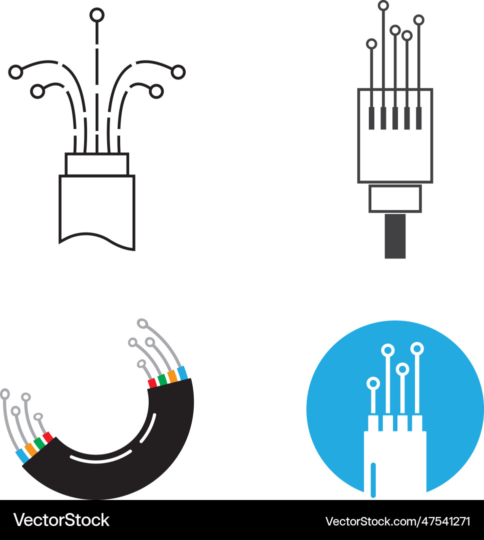 Viber optic cable icon flat design template Vector Image