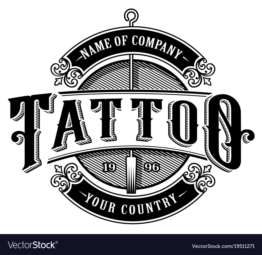 Download Vintage tattoo studio emblem 4 for white Vector Image