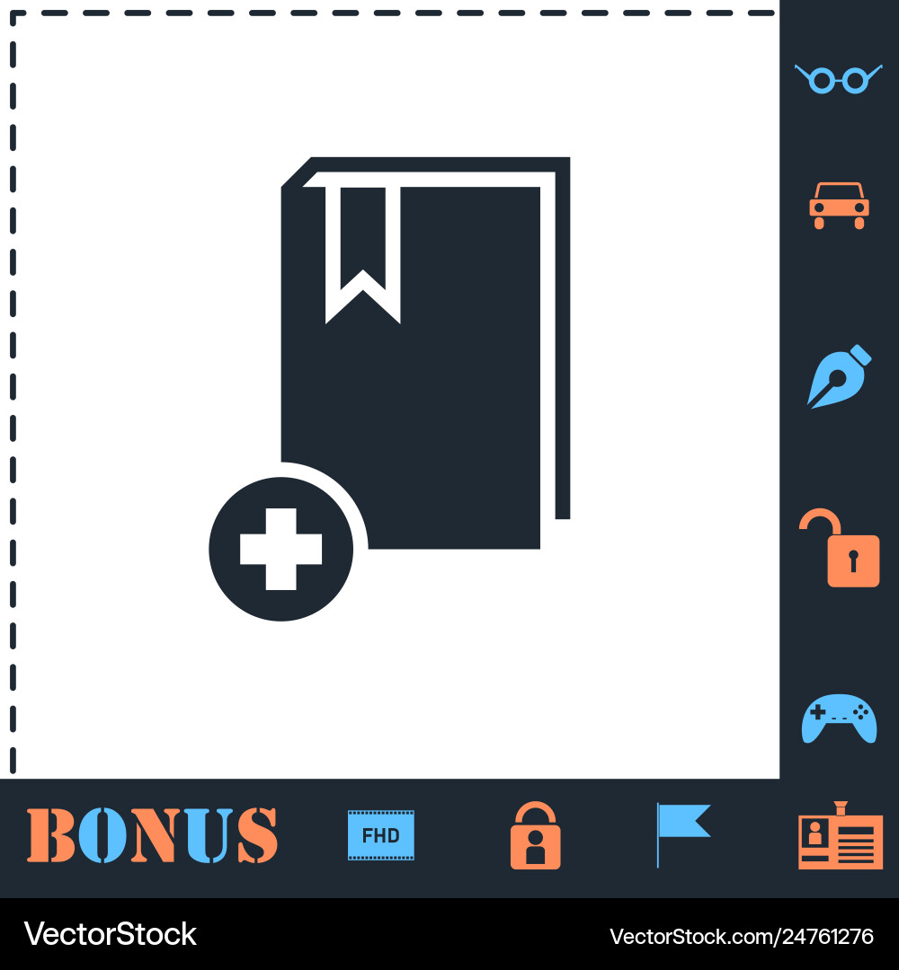 Book add icon flat Royalty Free Vector Image - VectorStock