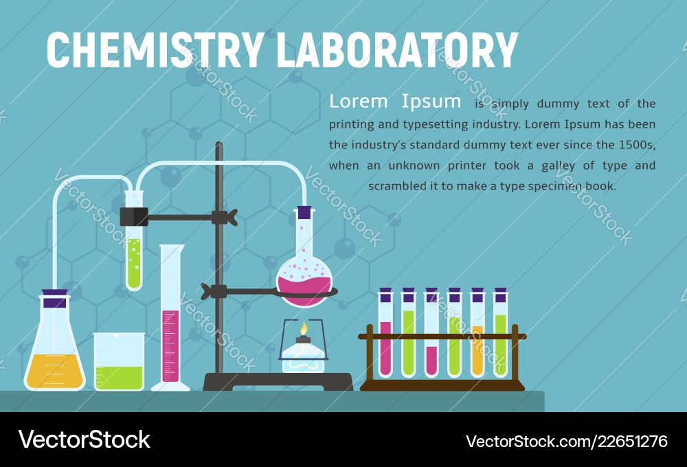 Chemistry Laboratory Concept Banner Flat Style Vector Image