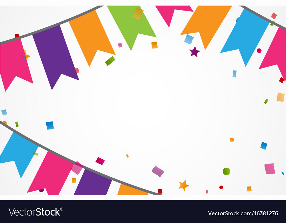 Colorful confetti background with bunting flags Vector Image