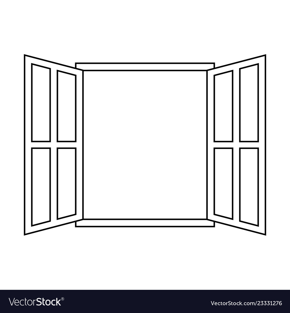 Icon sign open window outline open window frame Vector Image