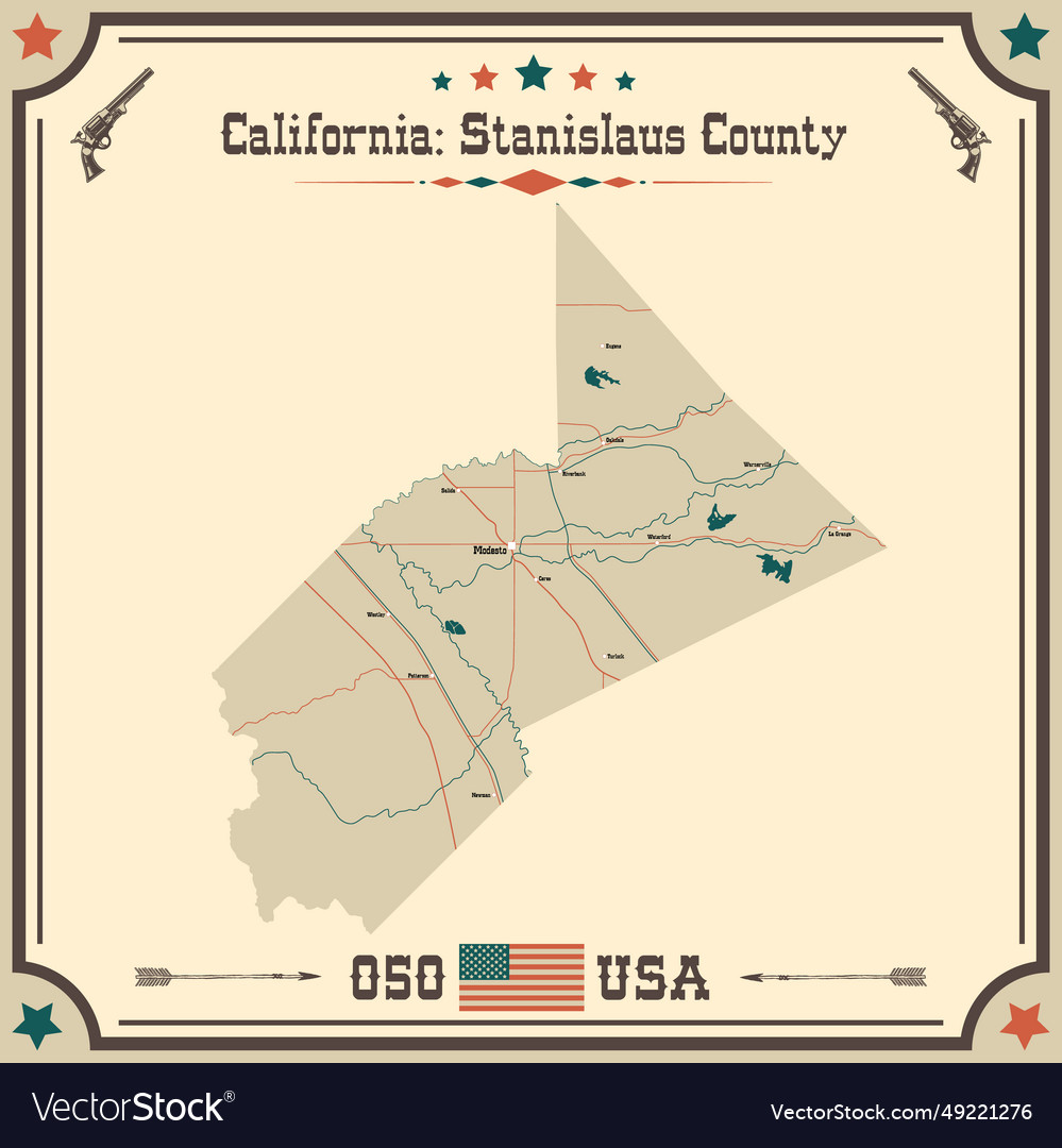 Large and accurate map of stanislaus county