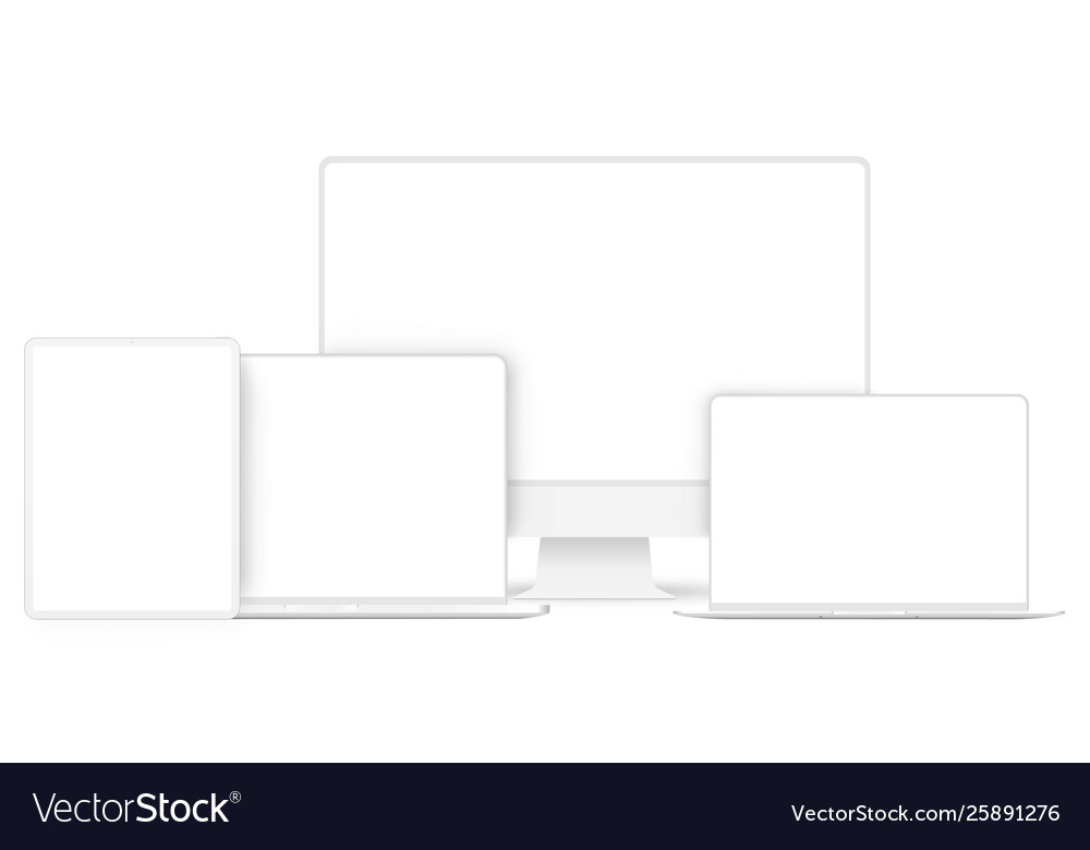 Download Set Modern Clay Devices Mockups Isolated Vector Image