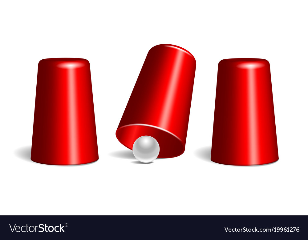Shell game three thimbles and ball Royalty Free Vector Image