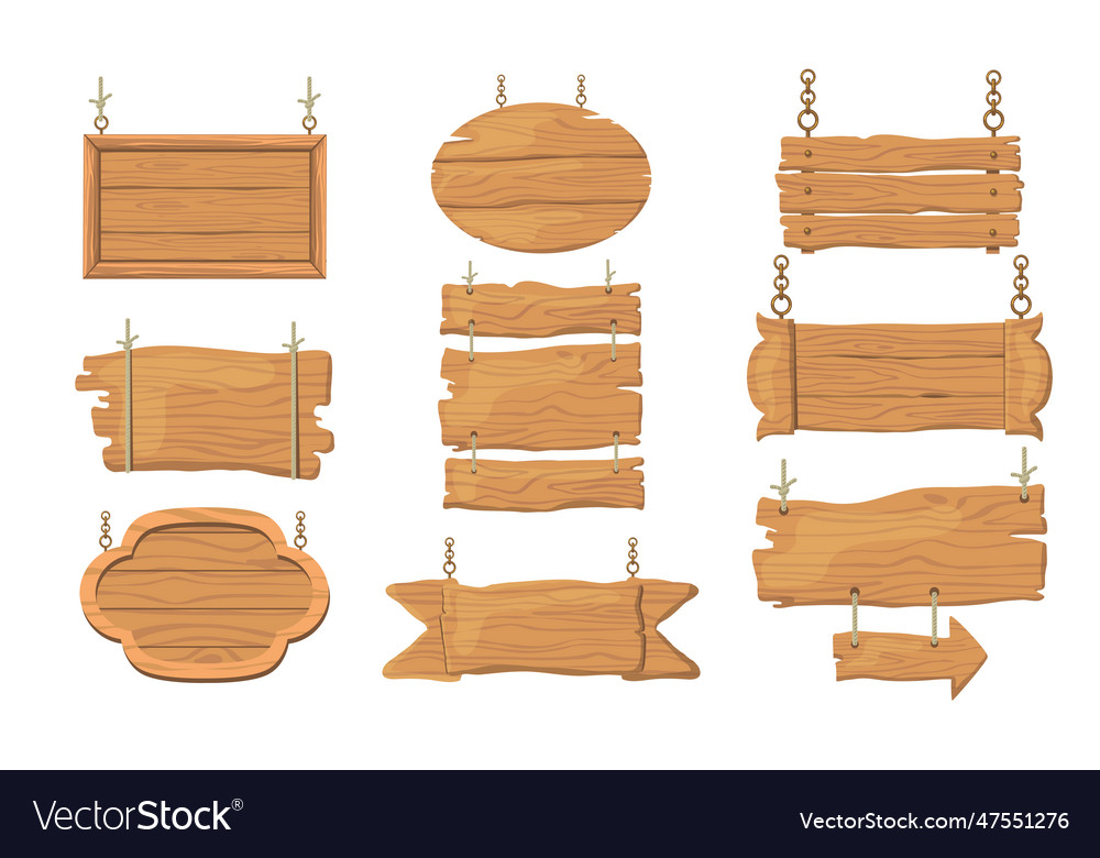 Wooden signs set Royalty Free Vector Image - VectorStock