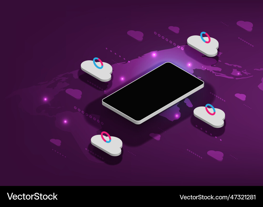 3d cloud and mobile phone computing Royalty Free Vector