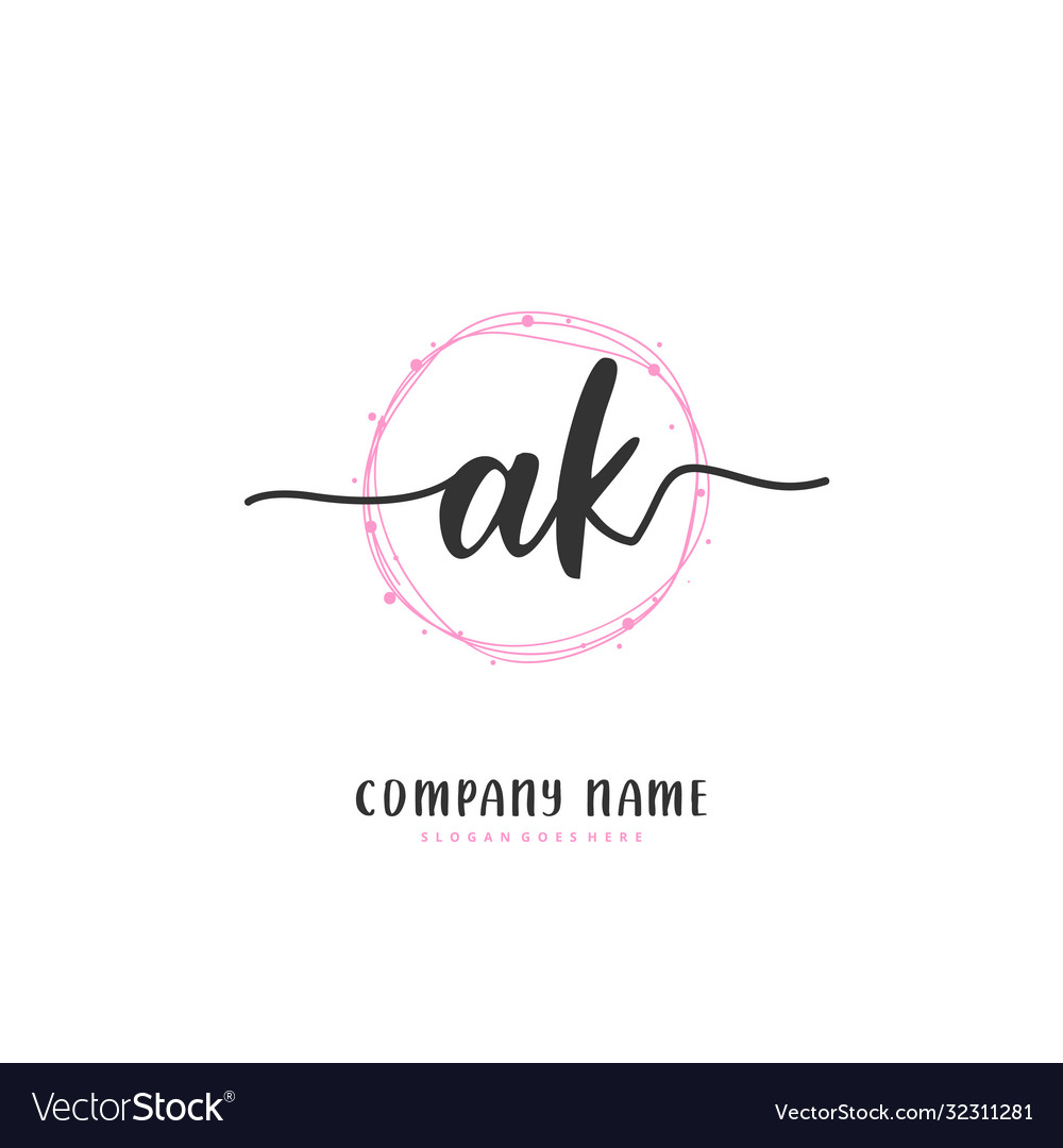 A k ak initial handwriting and signature logo Vector Image