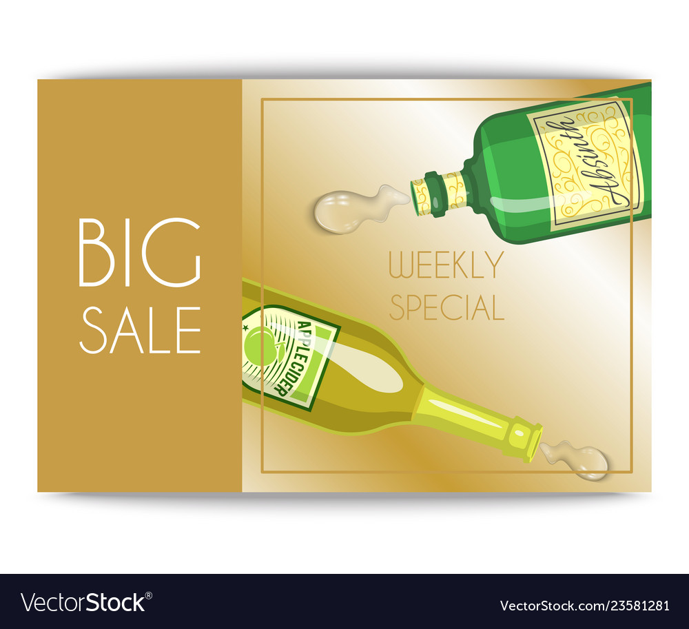 Alccohol sale banner wine list template for bar Vector Image