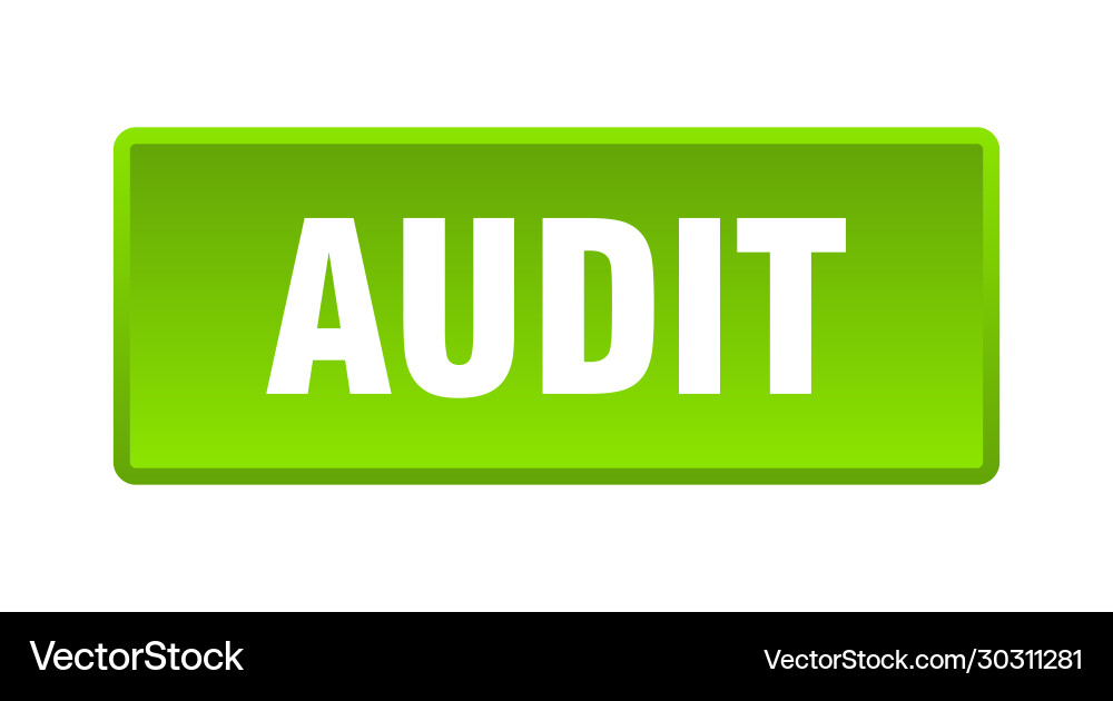 Audit button square green push Royalty Free Vector Image