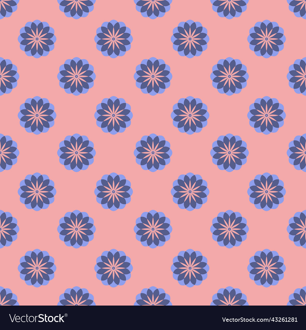 Cute Blue Flower Flat Cartoon Seamless Pattern Vector Image