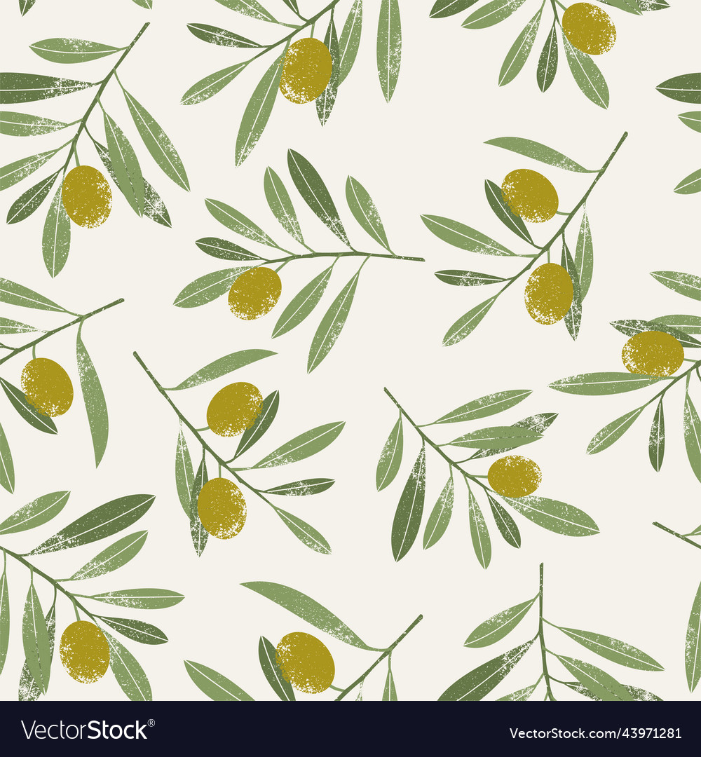 Olive branches and leaves seamless pattern Vector Image