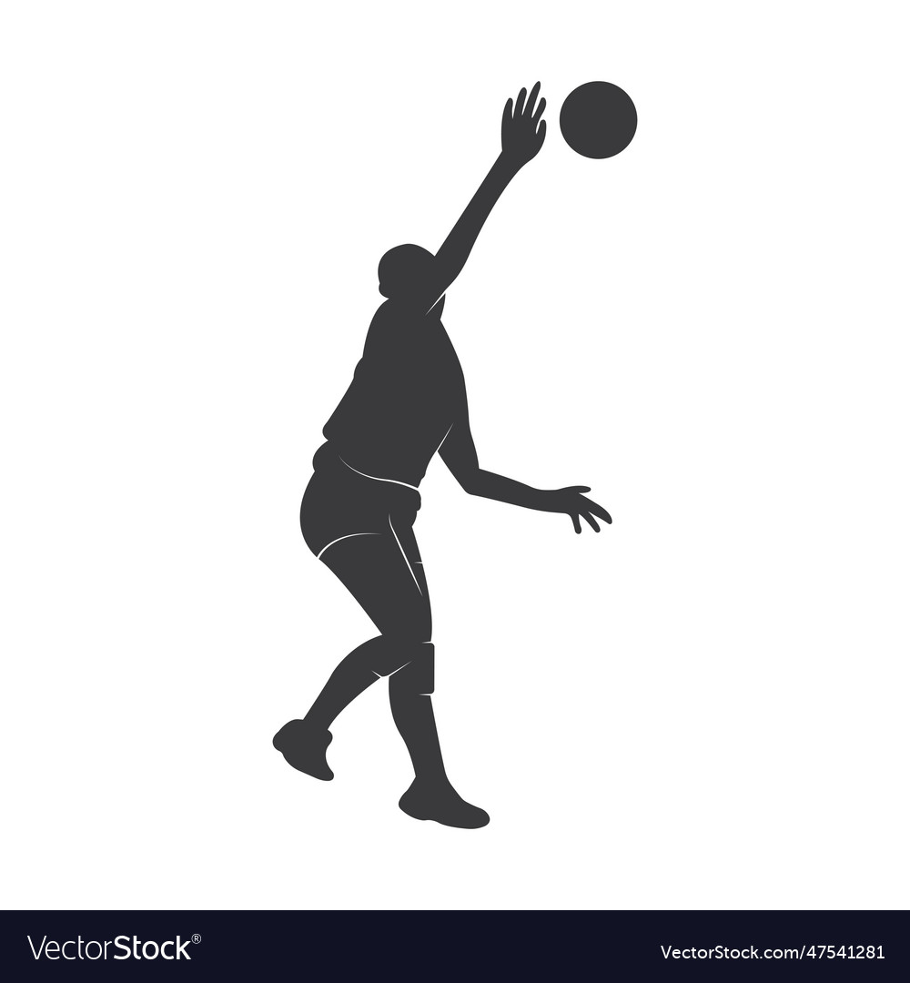 Silhouette volleyball player jumping on a white Vector Image