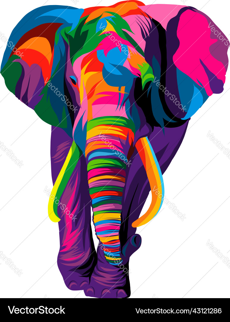 Elephant From Multicolored Paints Splash Vector Image