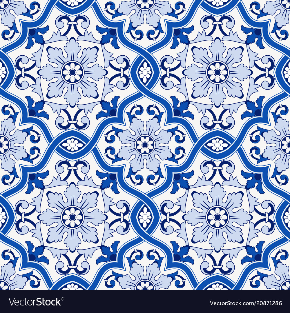 Gorgeous seamless pattern from dark blue and white