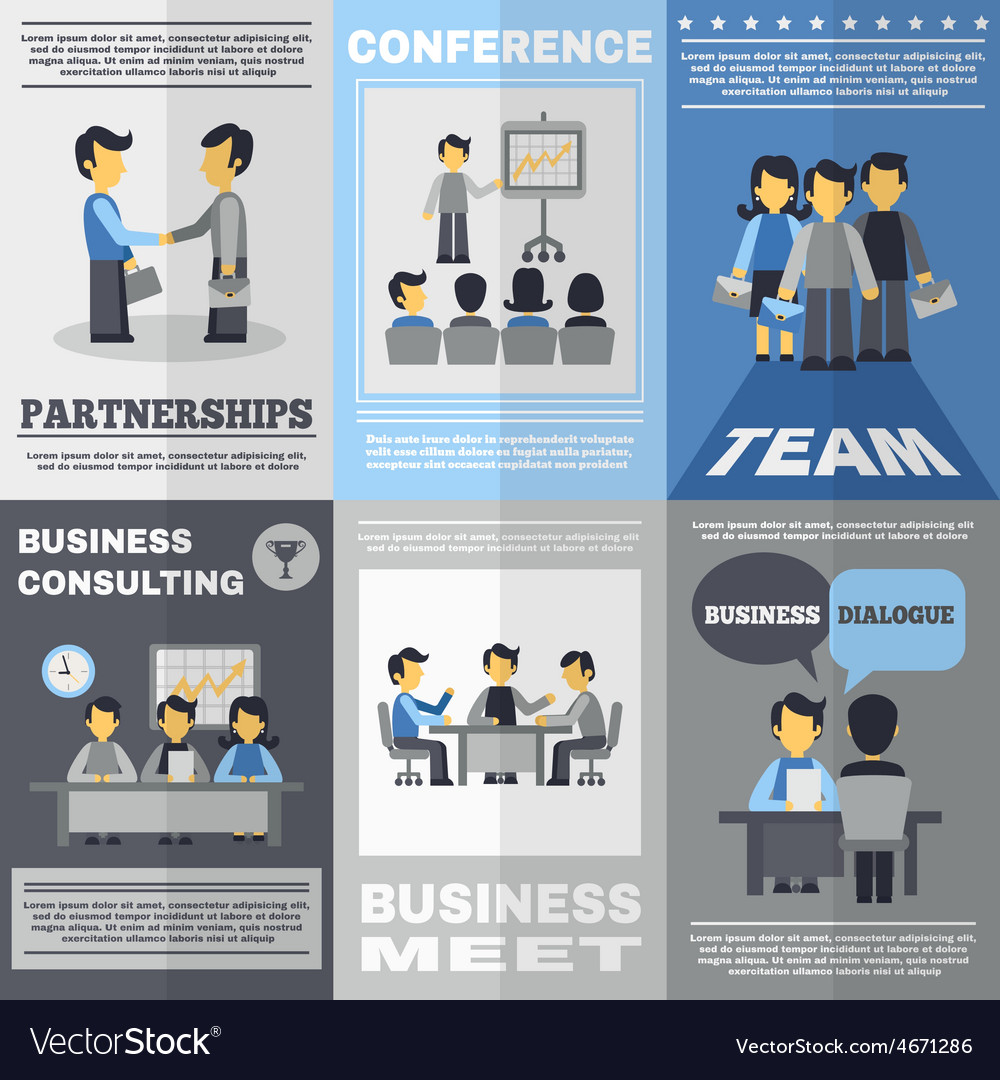 Meeting poster set Royalty Free Vector Image - VectorStock