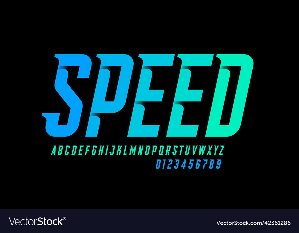 Speed style font design sport alphabet Royalty Free Vector