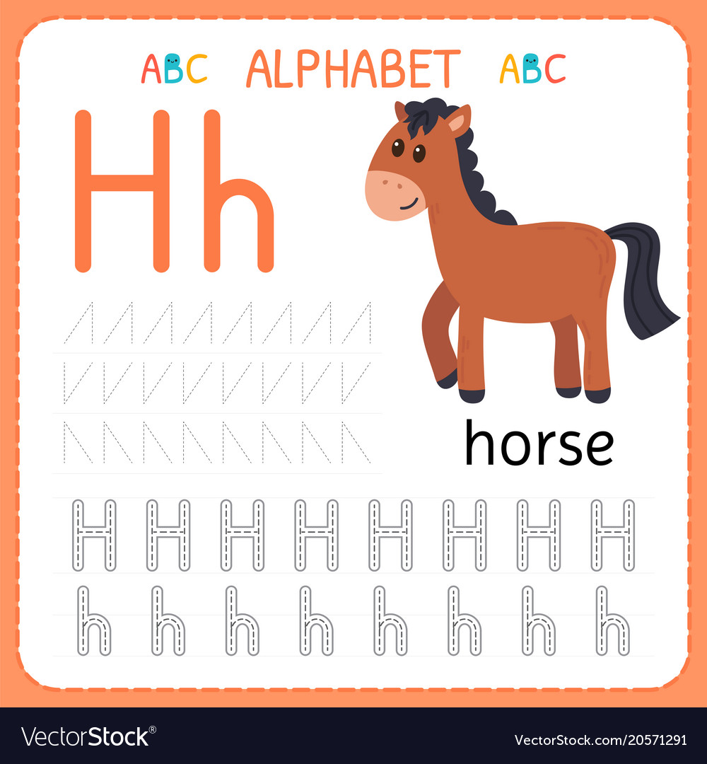 Alphabet tracing worksheet for preschool and Vector Image