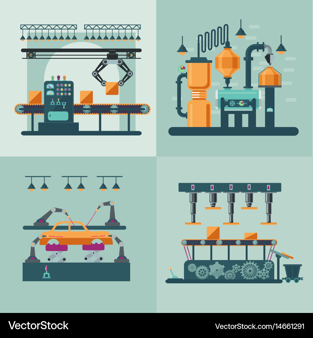 Industrial factory interior square concept Vector Image