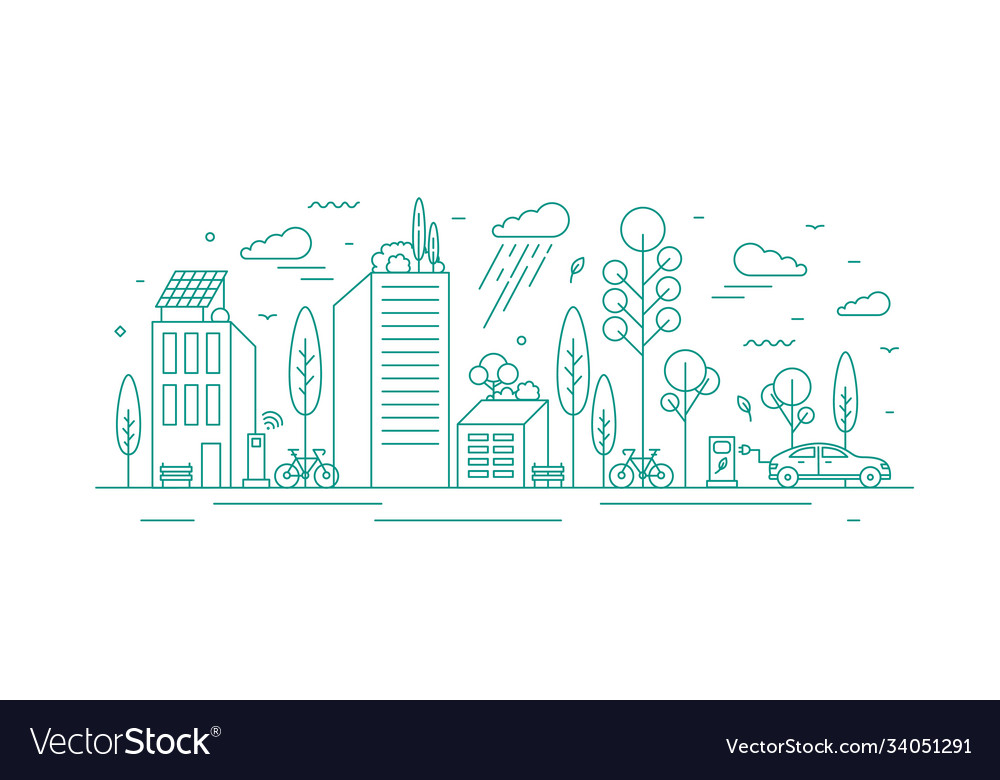 Modern city with ecological infrastructure and Vector Image