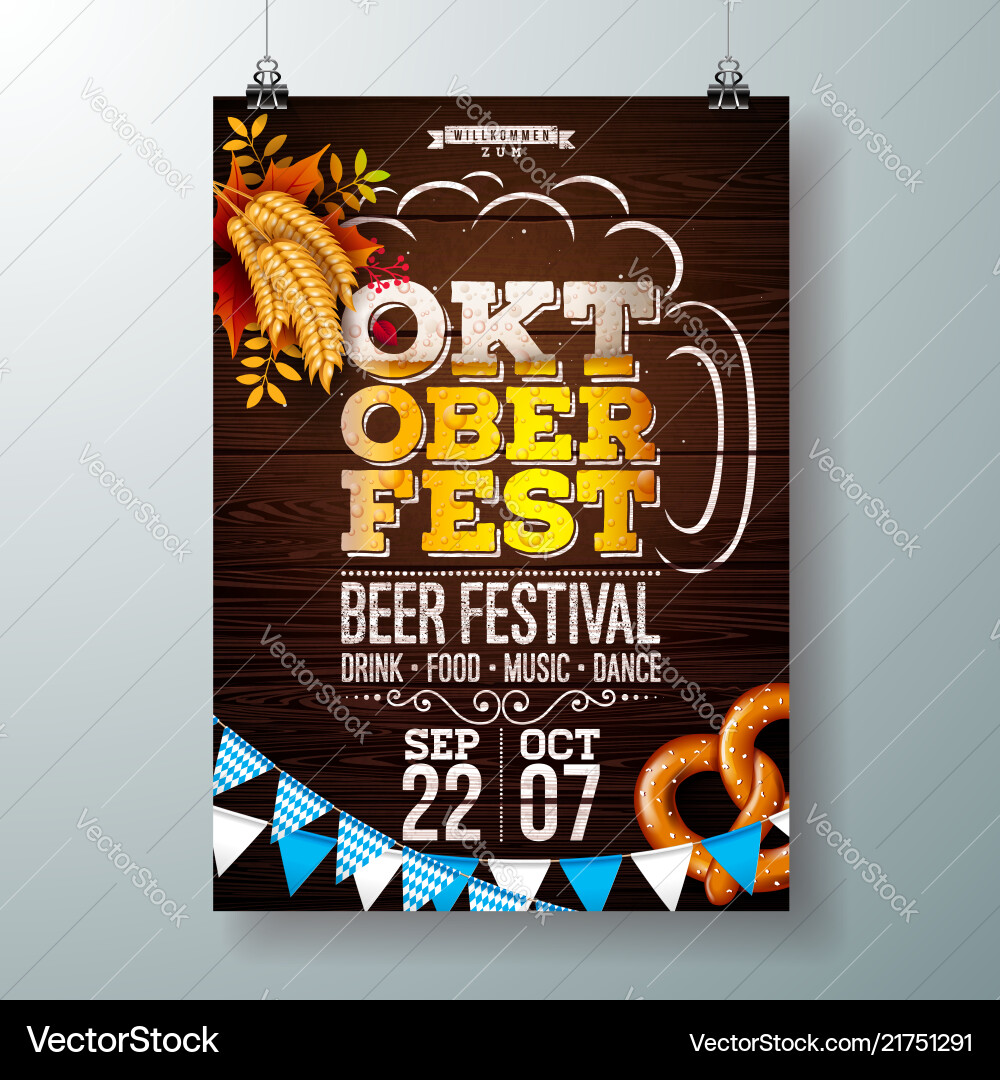 Oktoberfest party poster Royalty Free Vector Image