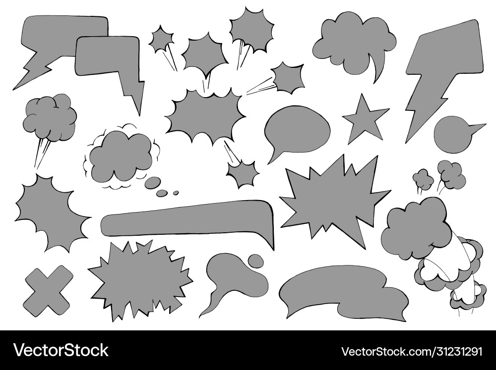 Set hand drawn comic style speech bubbles Vector Image