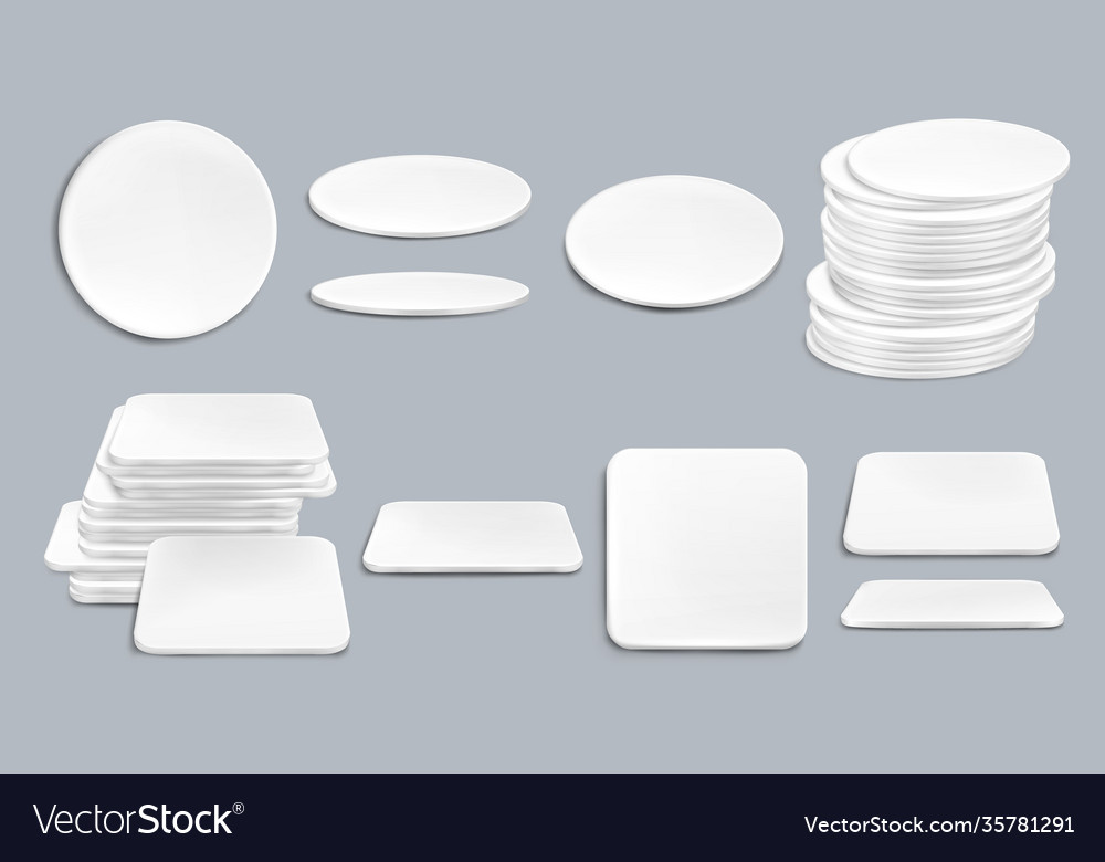 White beer coasters mats for mug and cup Vector Image