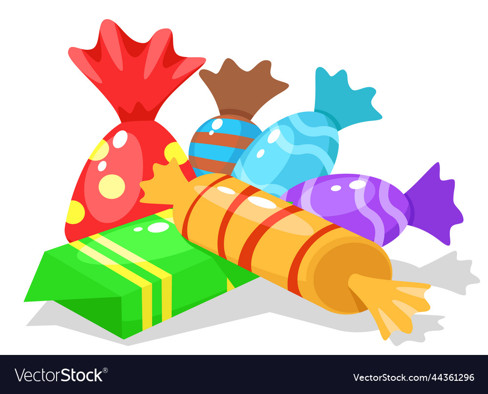 Candies of different shapes on a white background Vector Image