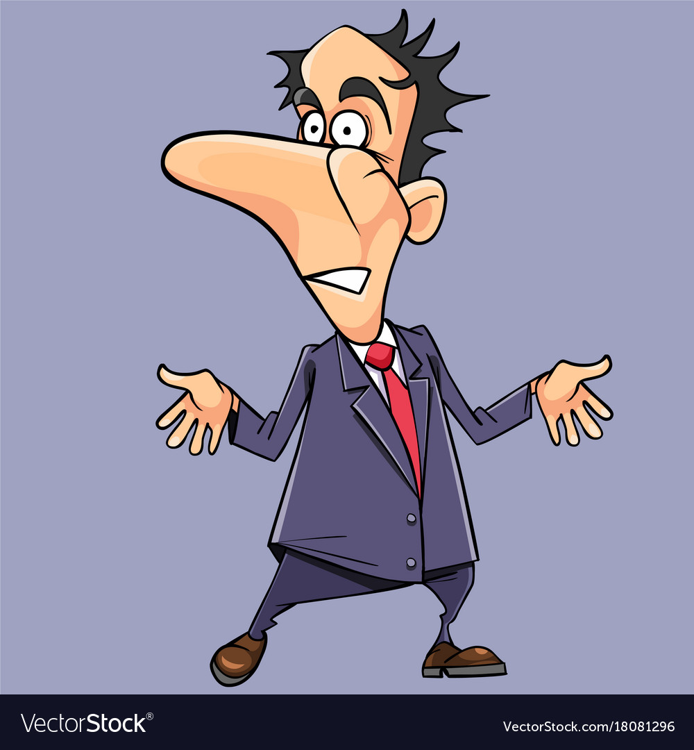 Cartoon frightened man in a suit with tie Vector Image