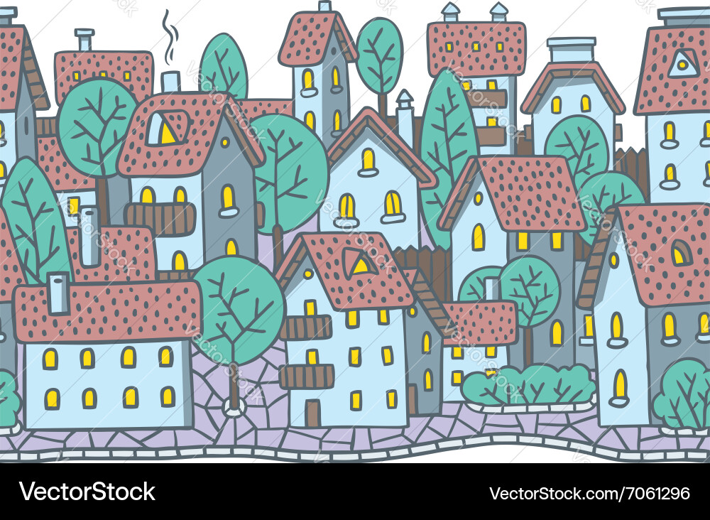City horizontally seamless pattern with roofs Vector Image