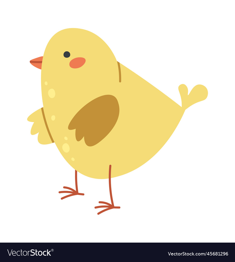 Funny yellow chick flat icon Royalty Free Vector Image