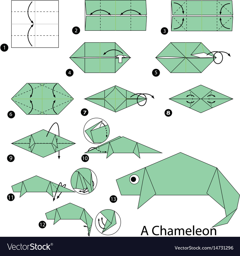 Step by instructions how to make origami Vector Image