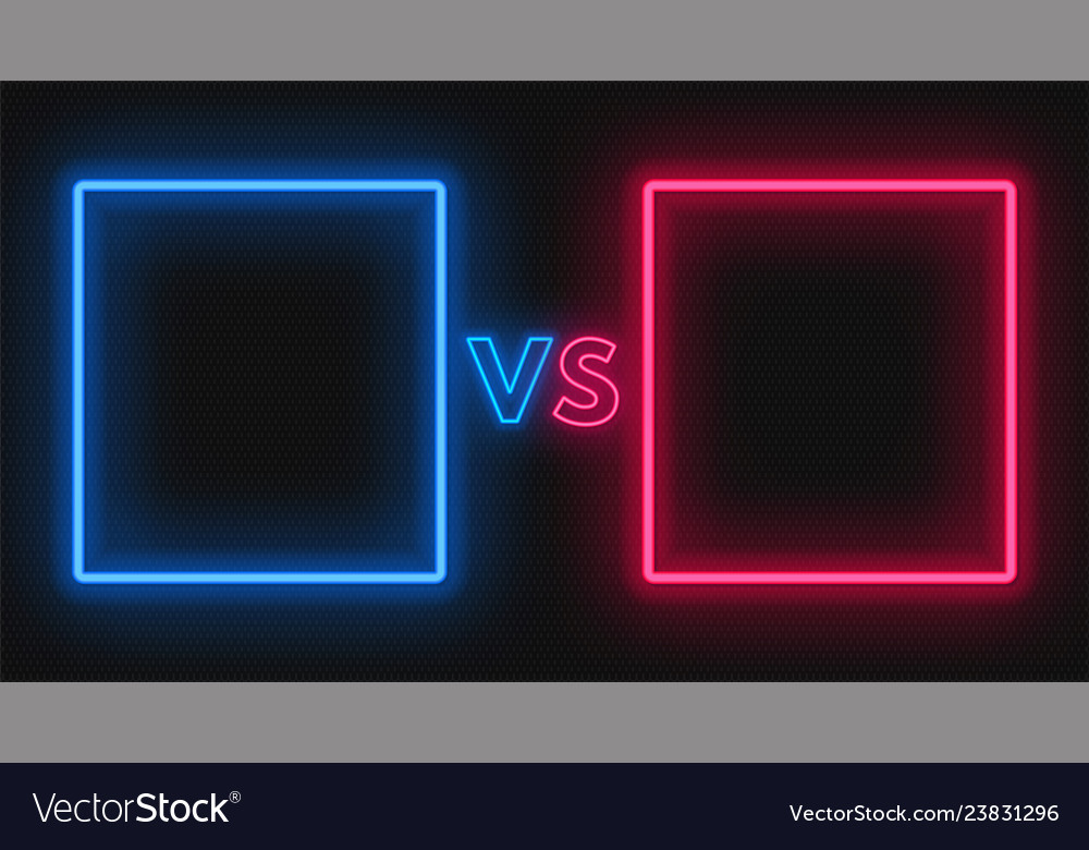 Versus screen with neon frames and vs sign