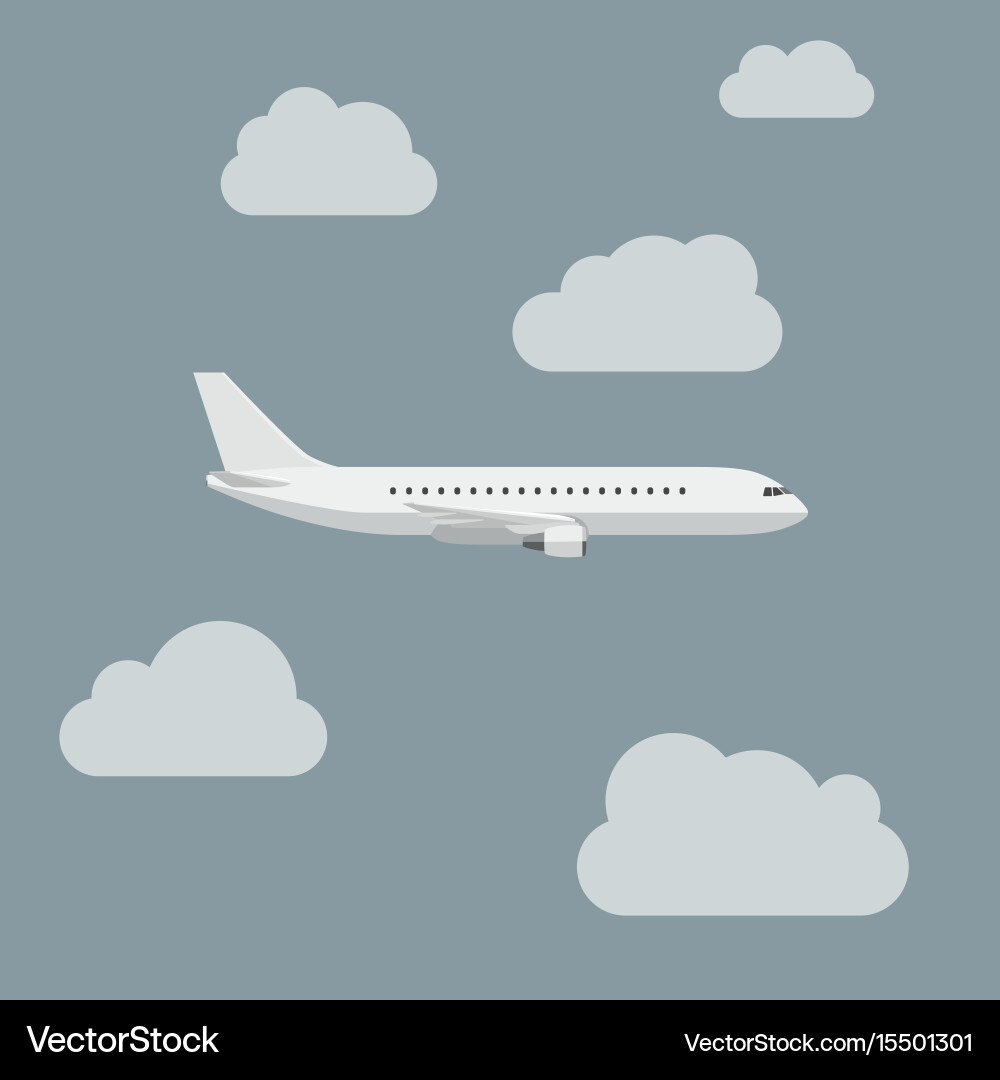 Airplane with clouds Royalty Free Vector Image