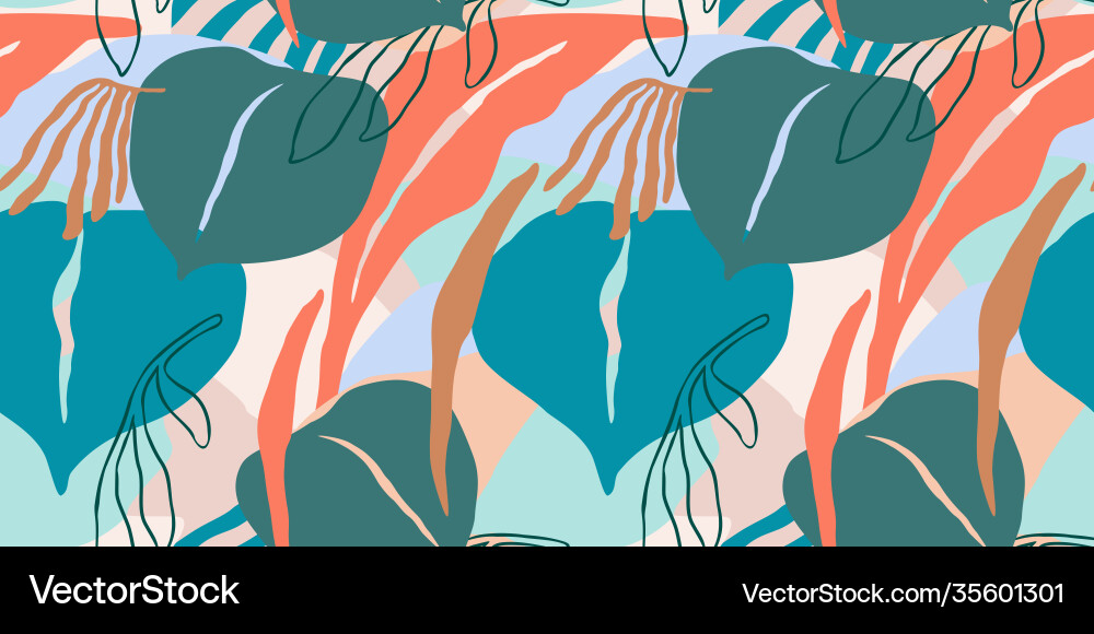 Artistic seamless pattern with abstract leaves Vector Image