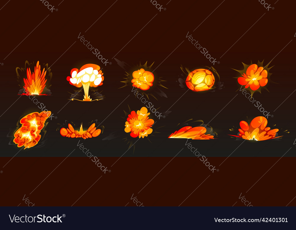 Bomb explosions fire bursts blast Royalty Free Vector Image