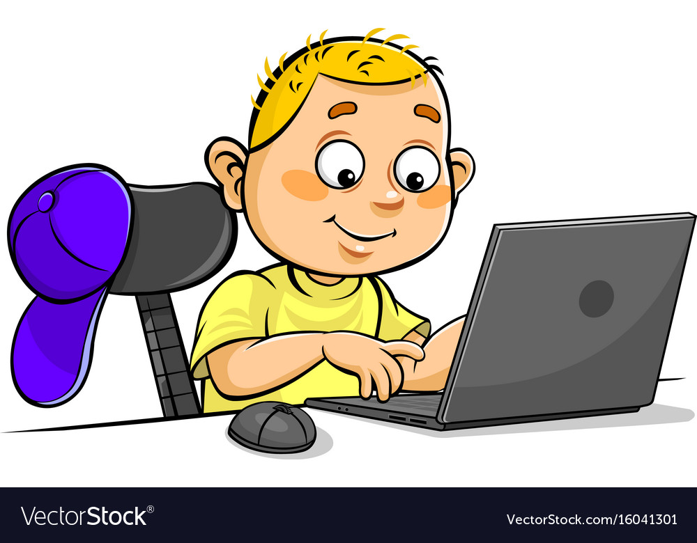 Boy using laptop Royalty Free Vector Image - VectorStock