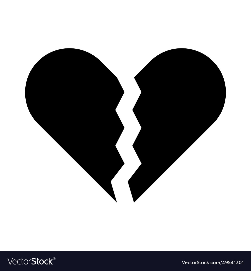 Broken Heart Glyph Icon For Personal Royalty Free Vector