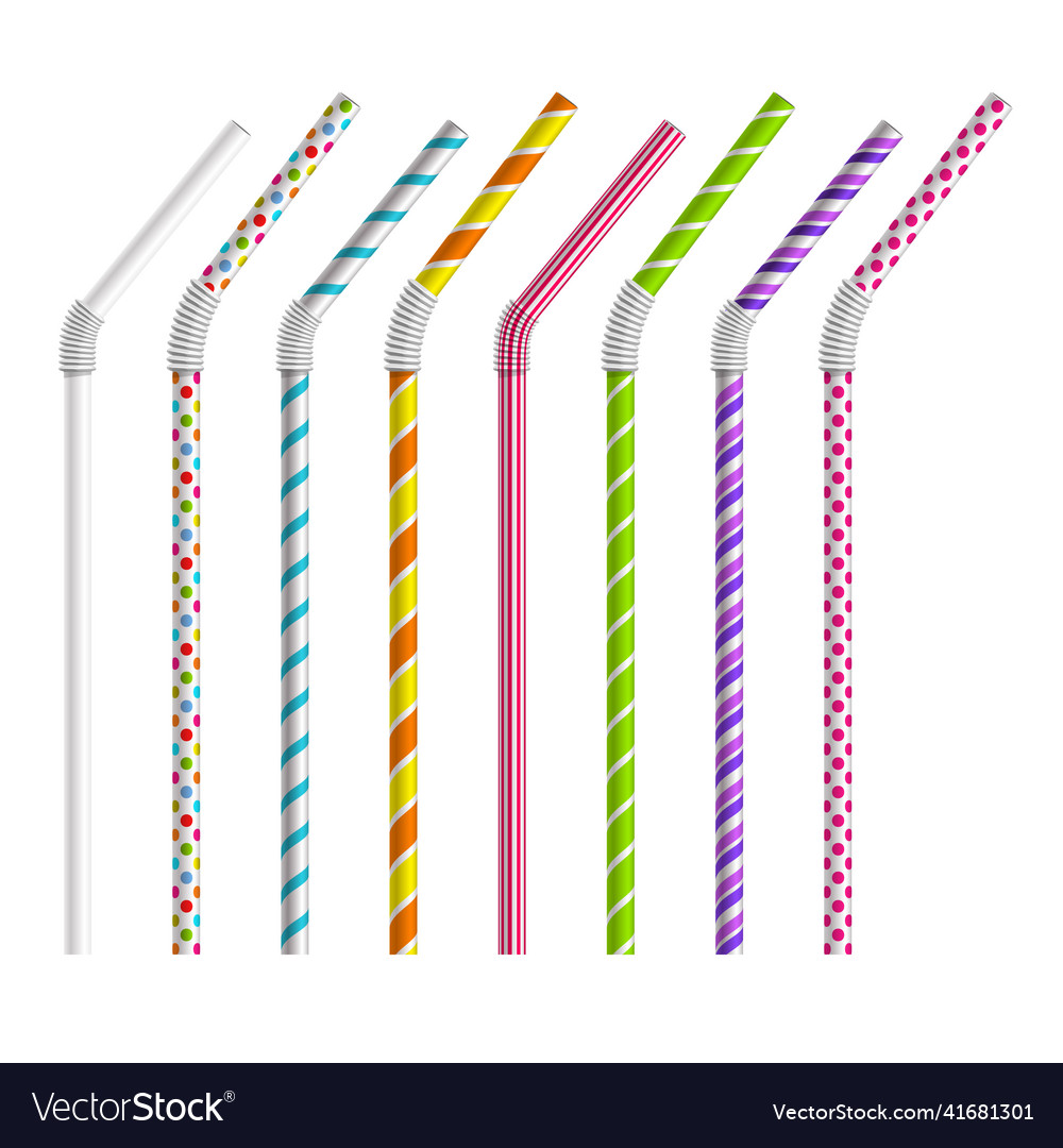 Color drinking straws set Royalty Free Vector Image