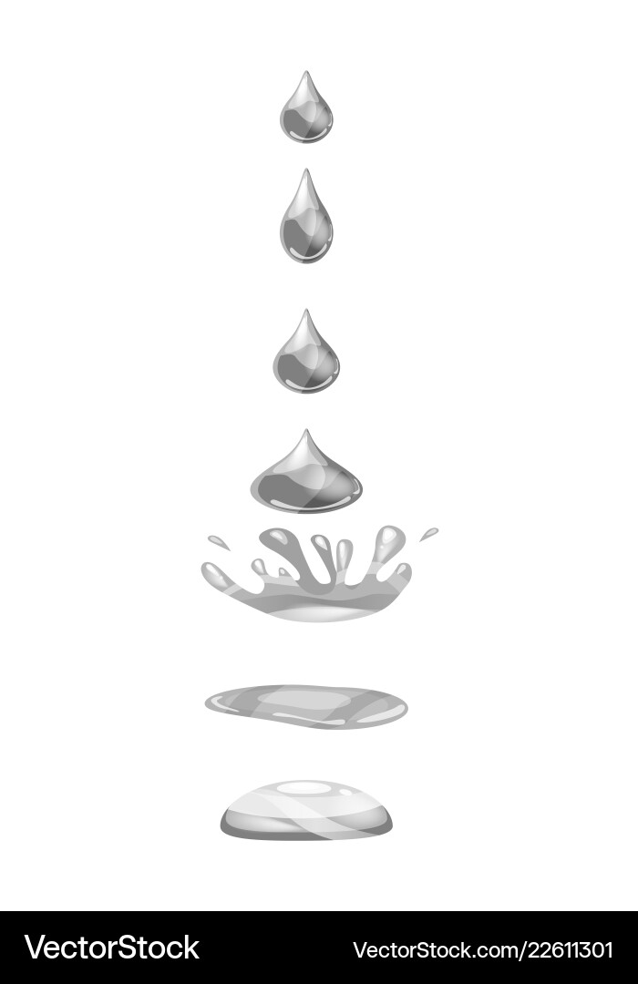 Drop of liquid water falls and makes a splash Vector Image