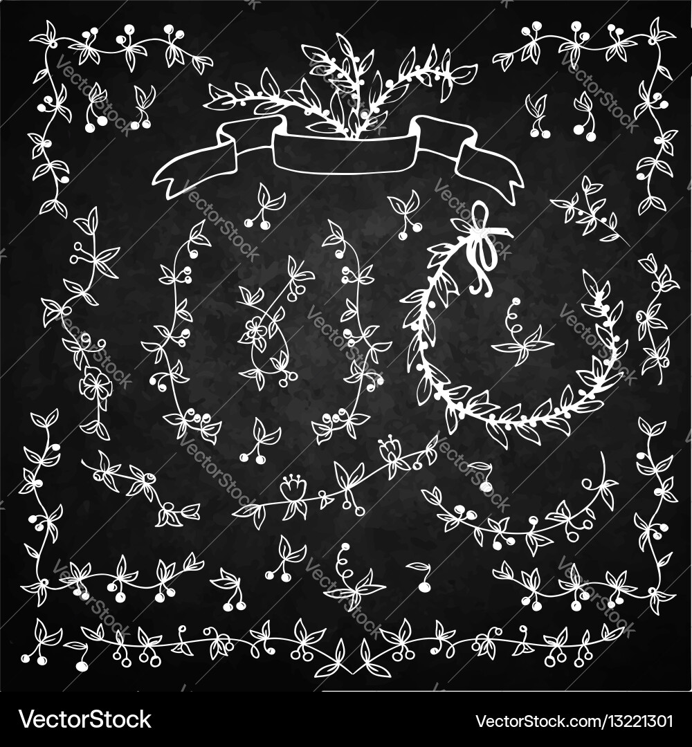 Floral doodle set Royalty Free Vector Image - VectorStock