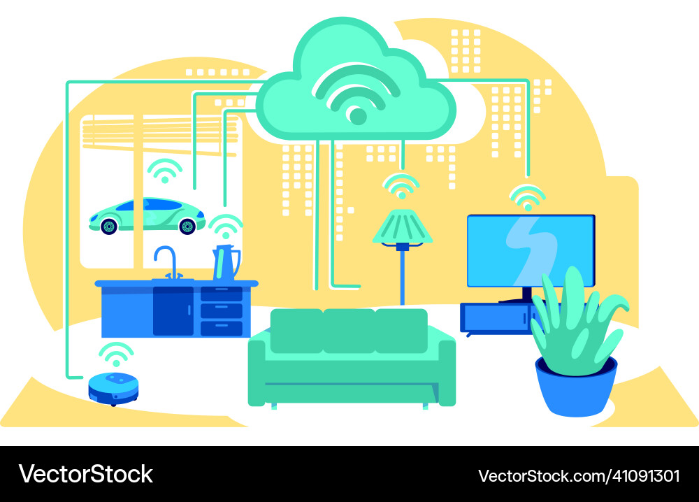 Inside smart home flat concept Royalty Free Vector Image