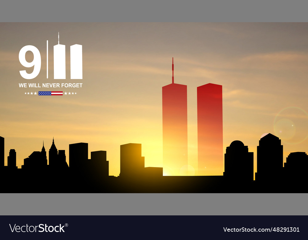 New york skyline silhouette with twin towers Vector Image