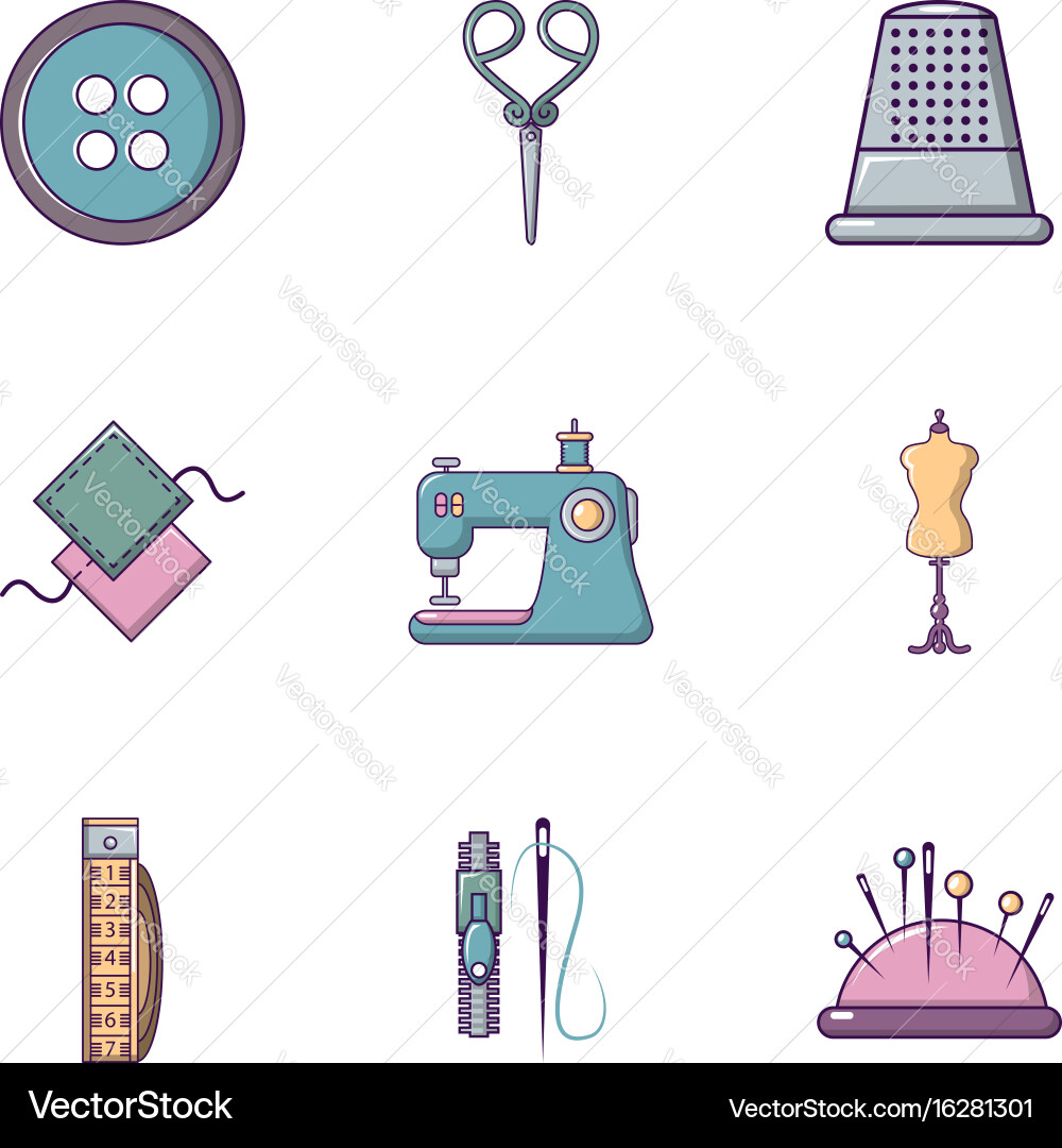 Tailor stuff icons set flat style Royalty Free Vector Image