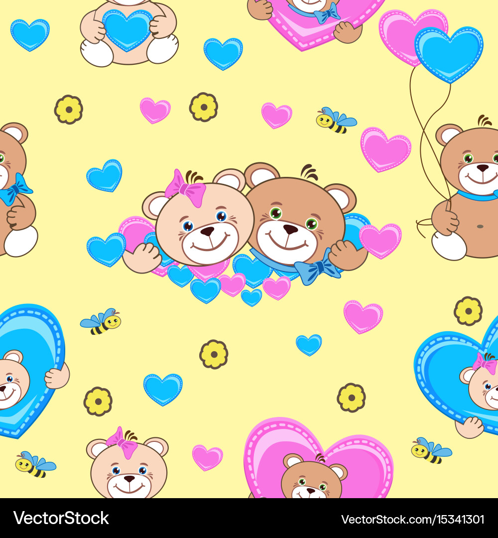 Teddy bears seamless pattern Royalty Free Vector Image