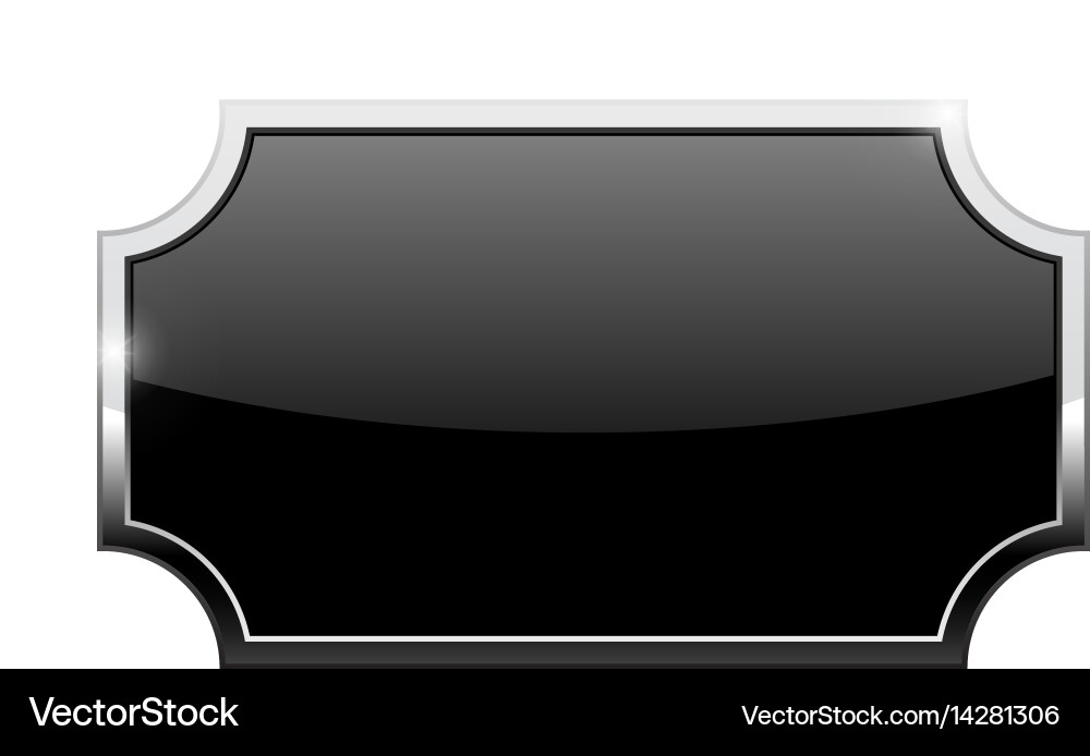 Black decorative button with chrome frame Vector Image