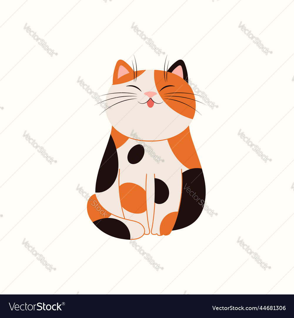 Cute sitting cat icon. Funny cartoon character. Kawaii animal