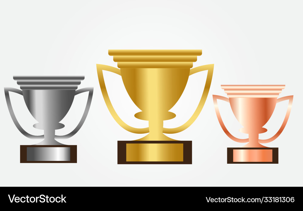 Gold silver and bronze trophy bundle set Vector Image